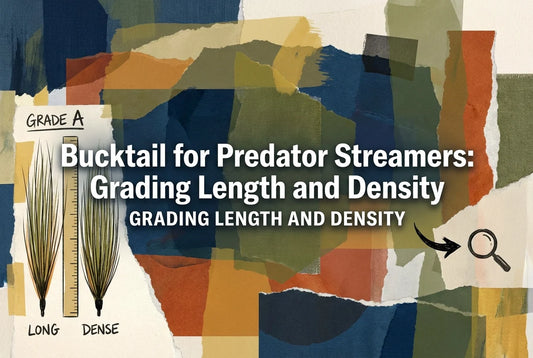 Professional header image for educational tutorial: Bucktail for Predator Streamers: Grading Length and Density
